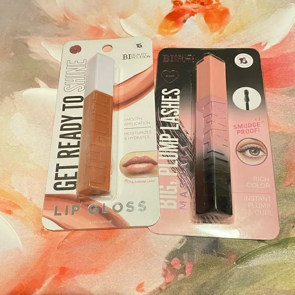 🛍️2 Beauty Intuition Rosy Nude Lip Gloss 💄 & Big Plump Lashes Mascara 💥